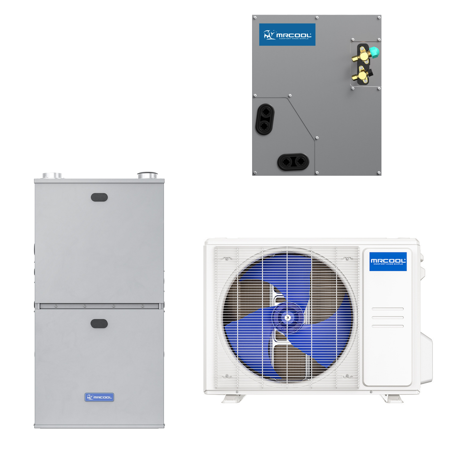 MRCOOL 2 Ton Central VersaPro Air Conditioner and 96% AFUE, 80K BTU 17.5" Gas Furnace Split System - Upflow or Horizontal