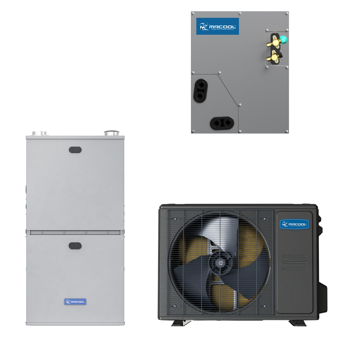 MRCOOL 2 Ton Central Universal Air Conditioner and 96% AFUE, 80K BTU 17.5" Gas Furnace Split System - Upflow or Horizontal