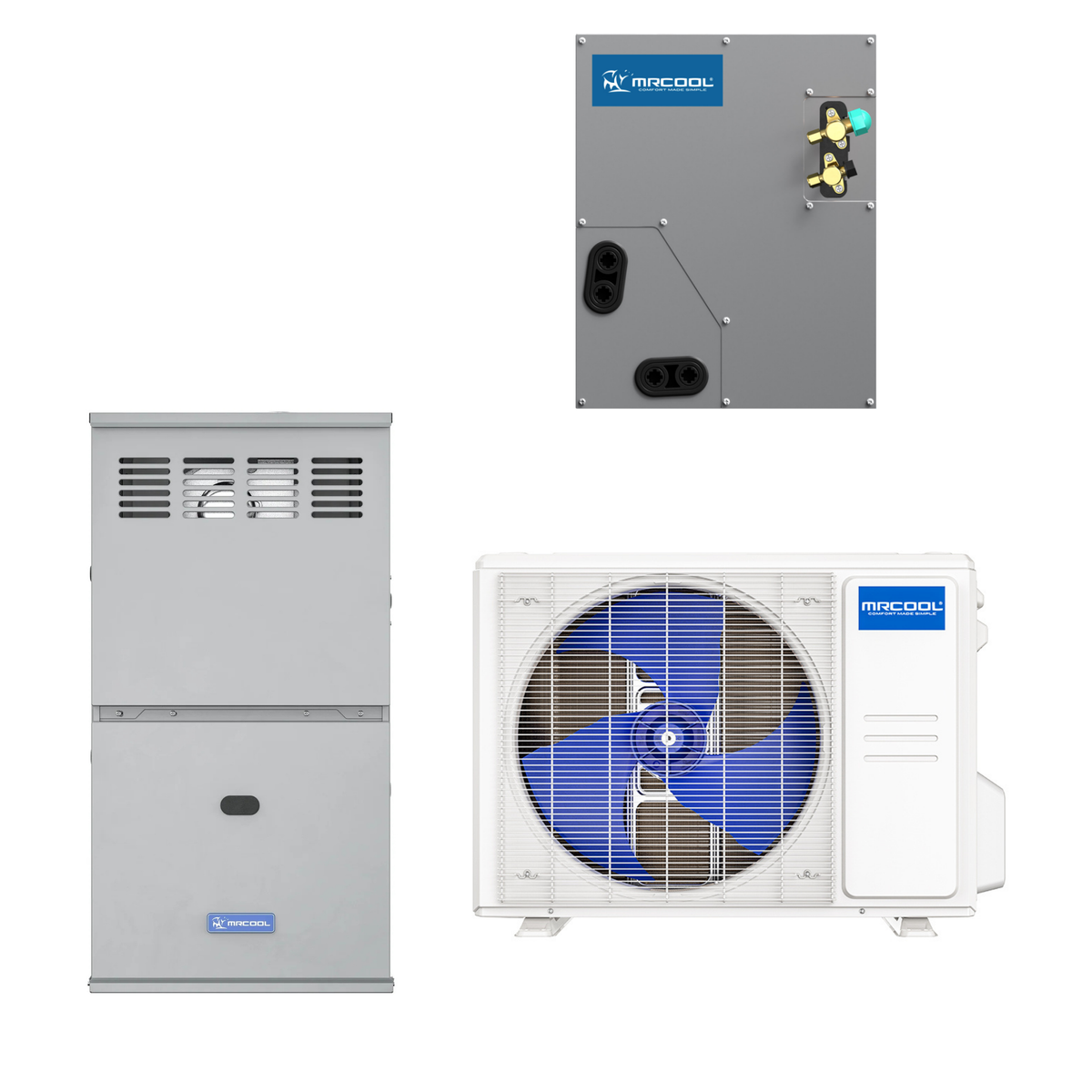 MRCOOL 2 Ton Central Hyper Heat Air Conditioner and 80% AFUE, 80K BTU 17.5" Gas Furnace Split System - Upflow, Horizontal, or Downflow