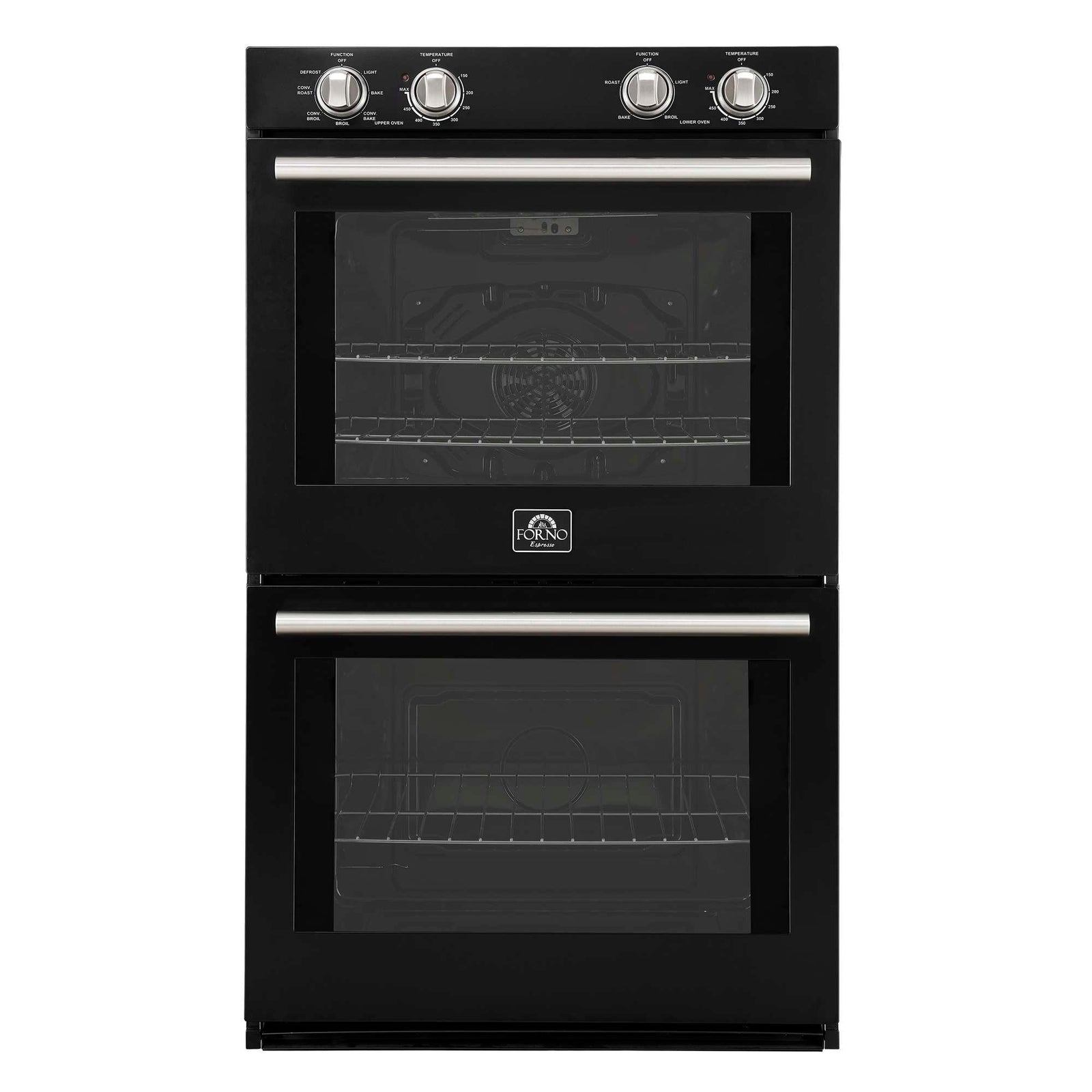 Forno Vomero 30-Inch Double Wall Oven, Black, 10 cu.ft Total Capacity, 7100W Convection, Mechanical Controls, Manuel Steam Clean - FBOEL1324-30BLK