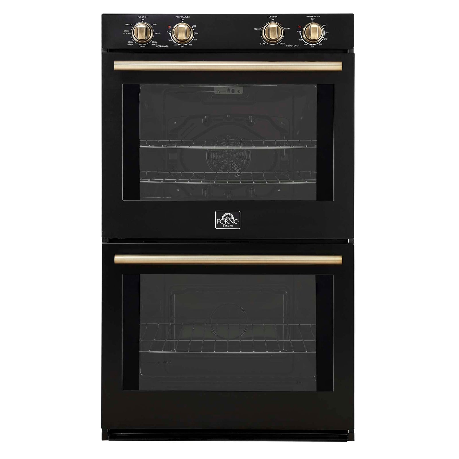 Forno Vomero 30-Inch Double Wall Oven, Black, 10 cu.ft Total Capacity, 7100W Convection, Mechanical Controls, Manuel Steam Clean - FBOEL1324-30BLK