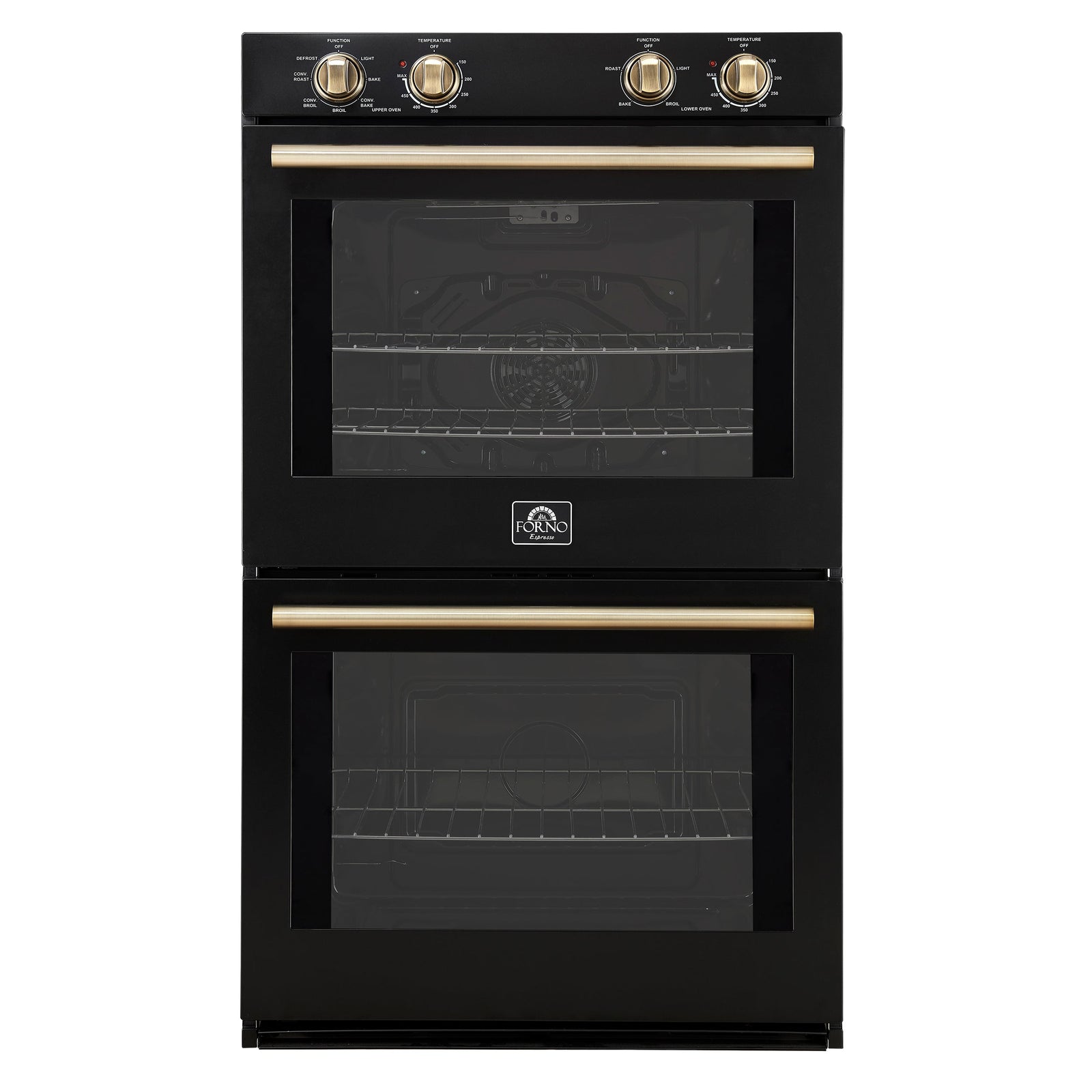 Forno Vomero 30-Inch Double Wall Oven, Black, 10 cu.ft Total Capacity, 7100W Convection, Mechanical Controls, Manuel Steam Clean - FBOEL1324-30BLK
