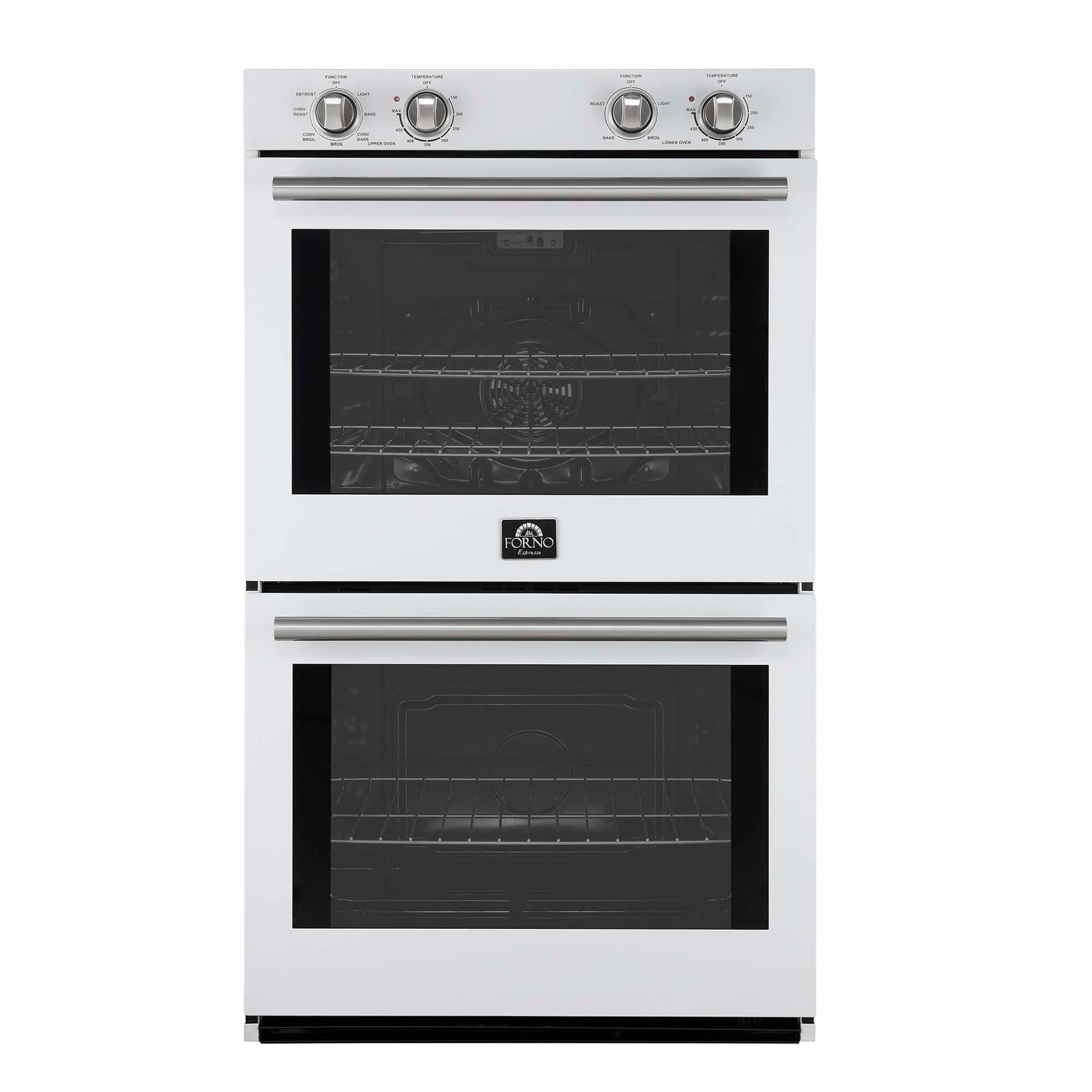 Forno Vomero 30-Inch Double Wall Oven, White, 10 cu.ft Total Capacity, 7100W Convection, Mechanical Controls, Manuel Steam Clean - FBOEL1324-30WHT