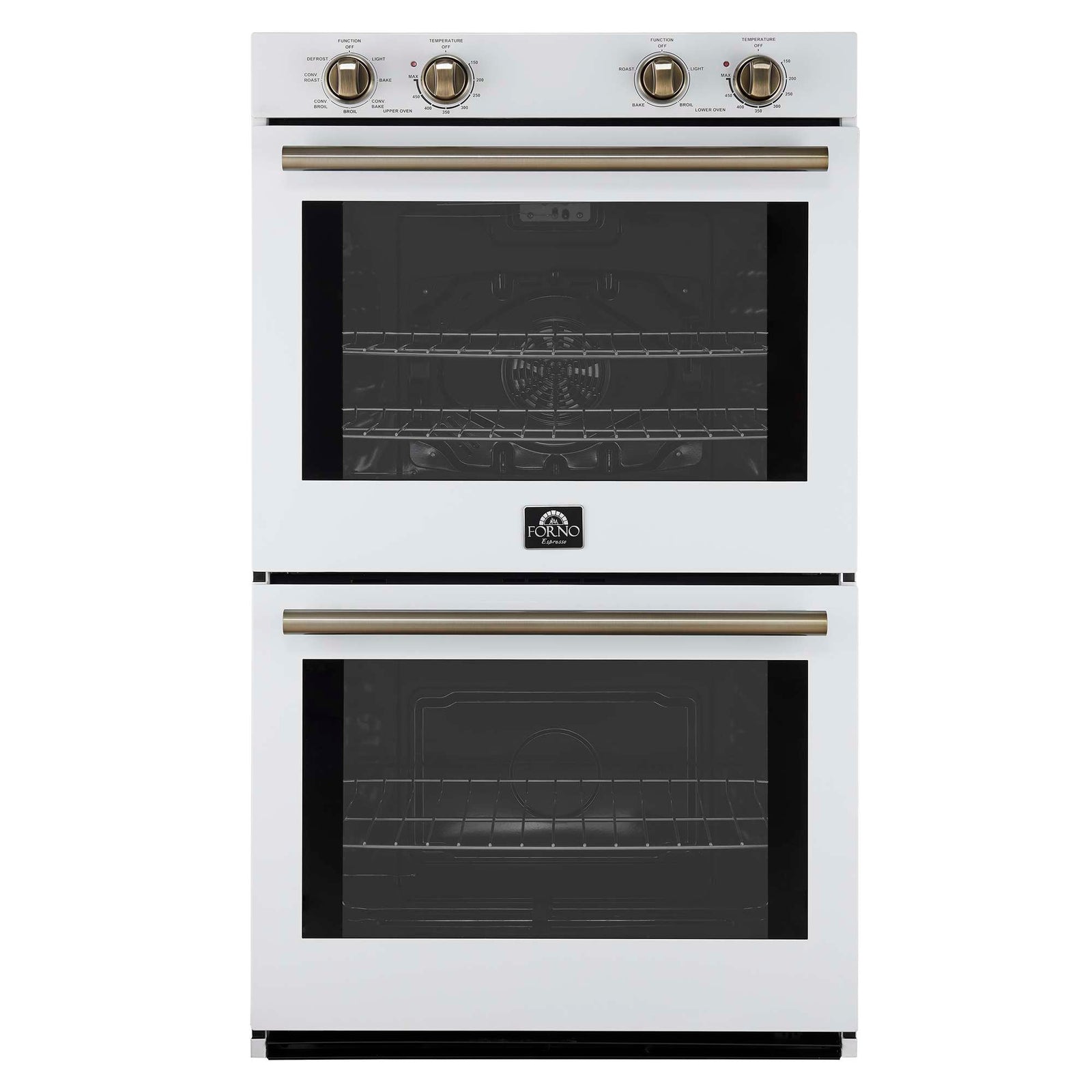 Forno Vomero 30-Inch Double Wall Oven, White, 10 cu.ft Total Capacity, 7100W Convection, Mechanical Controls, Manuel Steam Clean - FBOEL1324-30WHT
