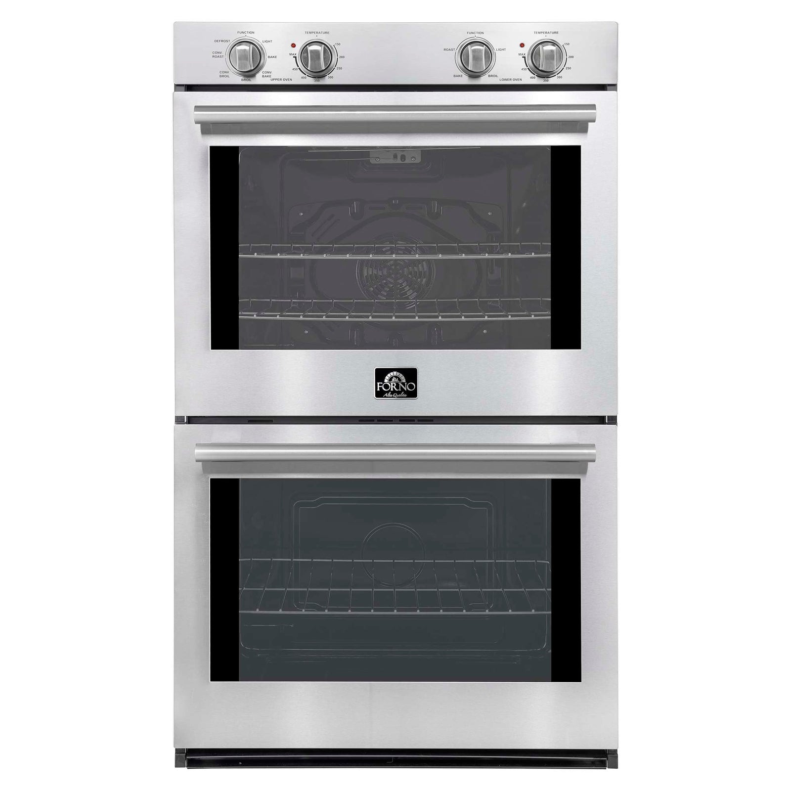 Forno Vomero 30-Inch Double Wall Oven, Stainless Steel, 10 cu.ft Total Capacity, 7100W Convection, Mechanical Controls, Self-Cleaning Function - FBOEL1324-30