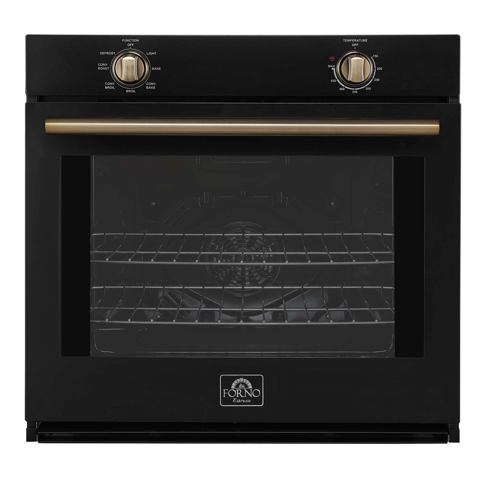 Forno Vomero 30-Inch Wall Oven, Black, 5 cu.ft Capacity, 3550 Watts Convection, Mechanical Controls, Manuel Steam Clean - FBOEL1370-30BLK