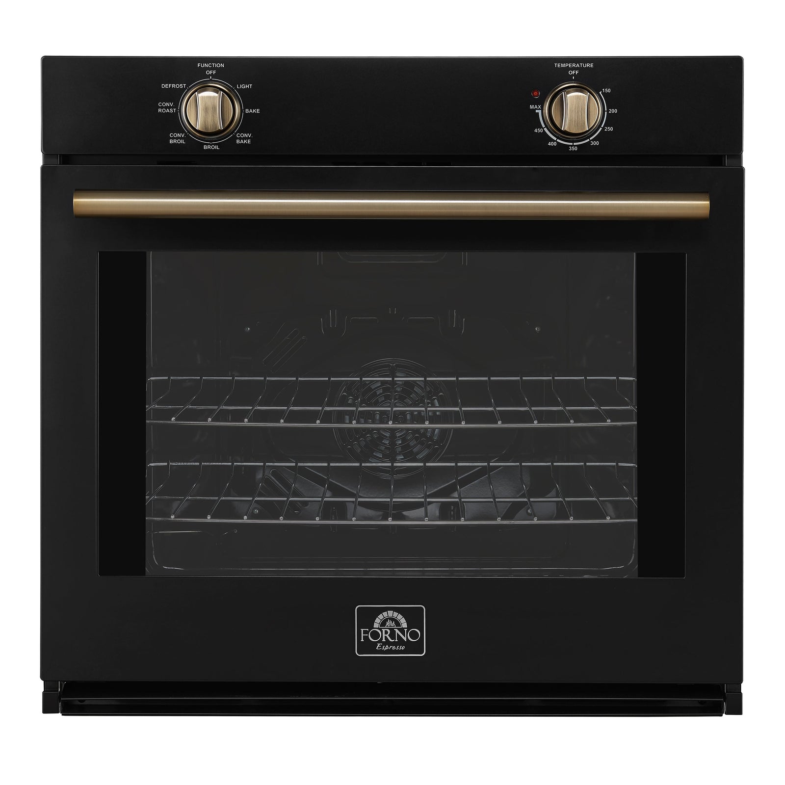 Forno Vomero 30-Inch Wall Oven, Black, 5 cu.ft Capacity, 3550 Watts Convection, Mechanical Controls, Manuel Steam Clean - FBOEL1370-30BLK