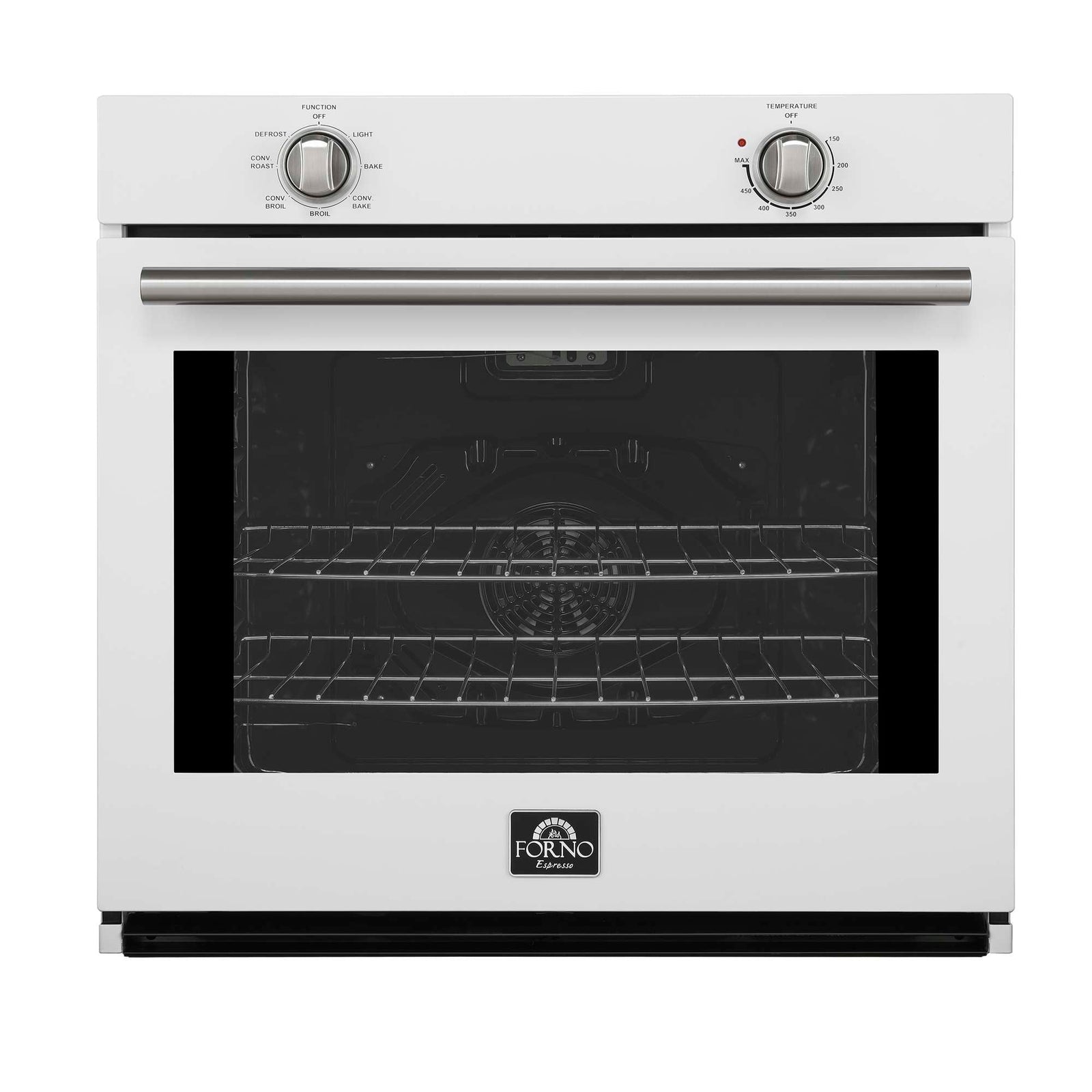 Forno Vomero 30-Inch Wall Oven, White, 5 cu.ft Capacity, 3550 Watts Convection, Mechanical Controls, Manuel Steam Clean - FBOEL1370-30WHT