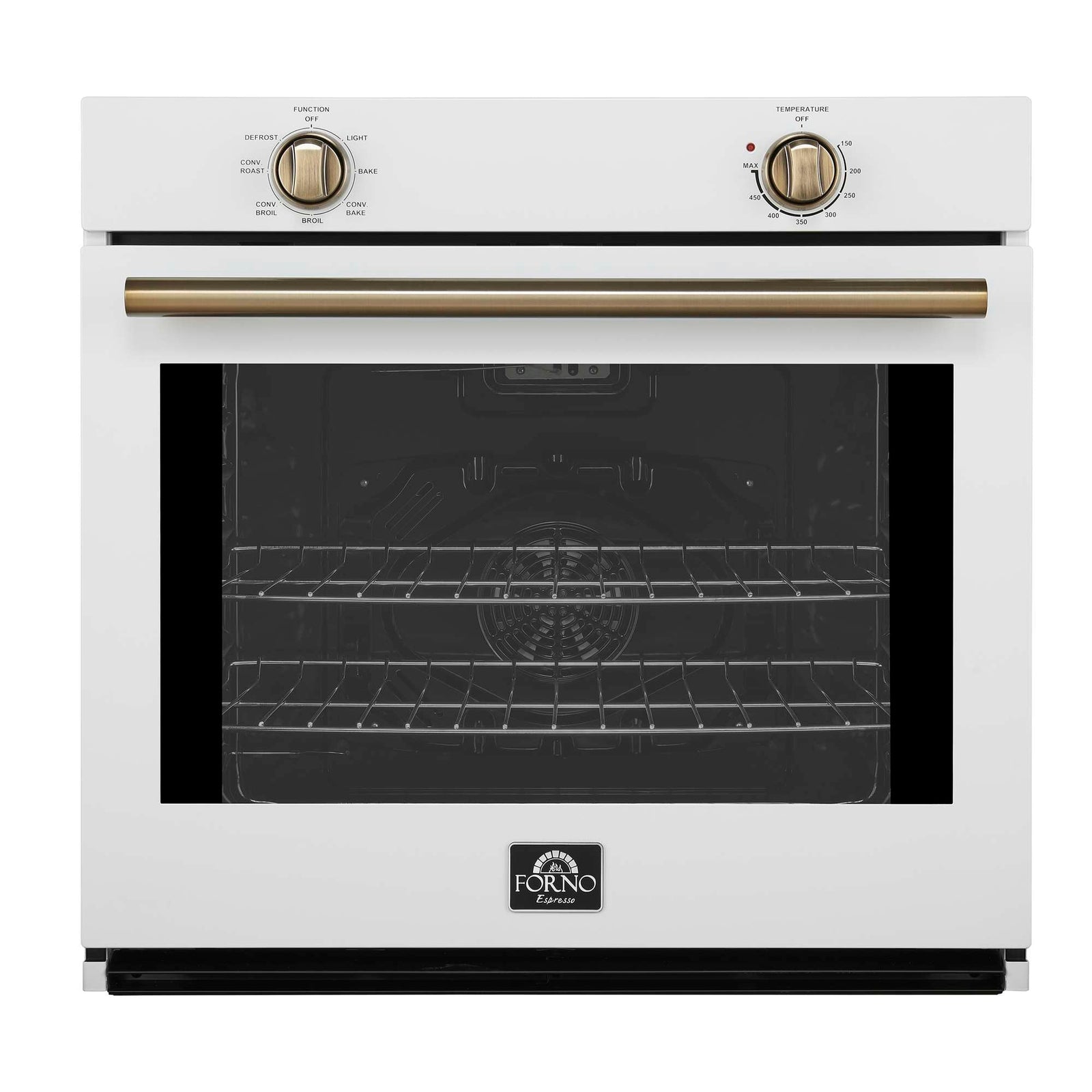 Forno Vomero 30-Inch Wall Oven, White, 5 cu.ft Capacity, 3550 Watts Convection, Mechanical Controls, Manuel Steam Clean - FBOEL1370-30WHT