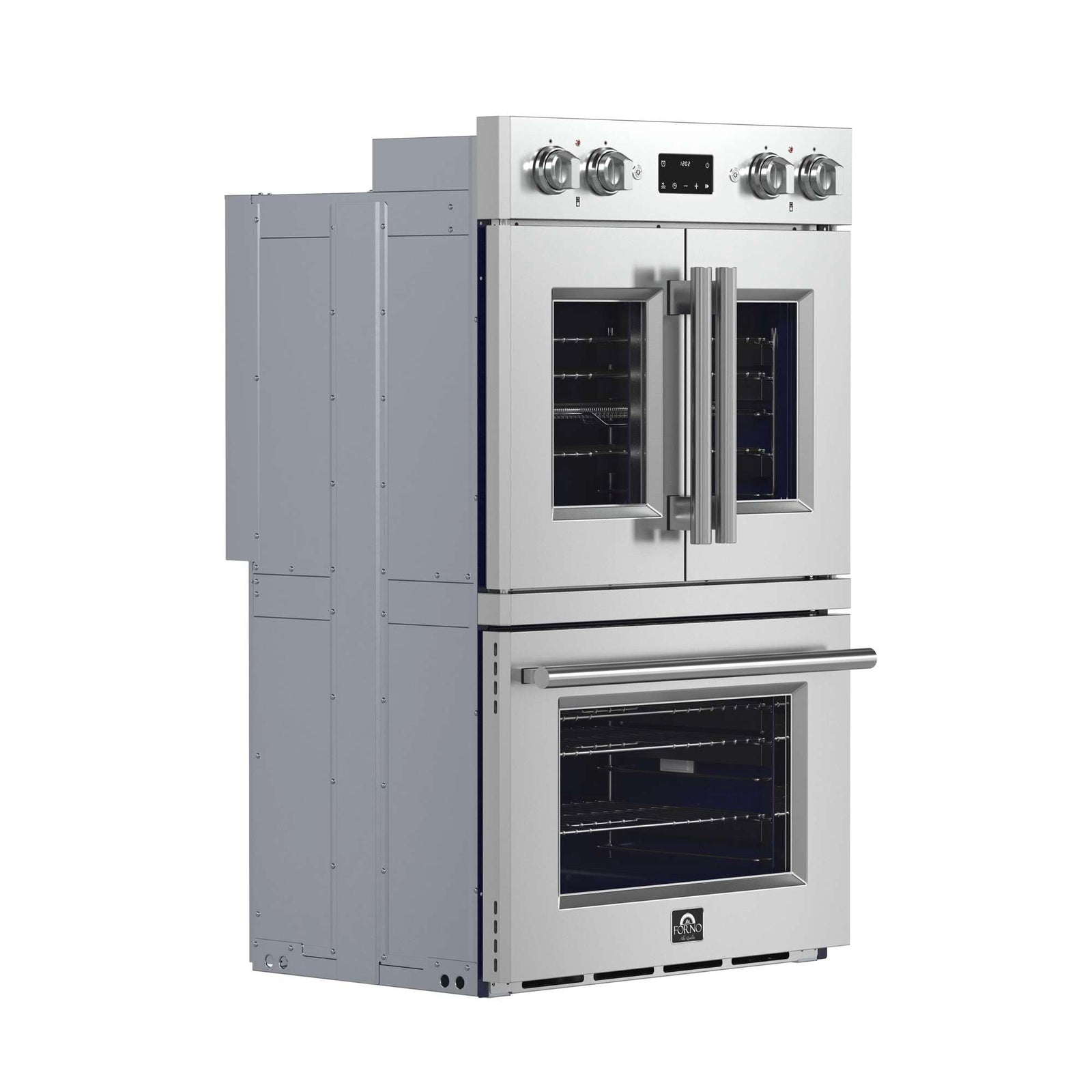 Forno Gallico 30-Inch Electric French Door Double Oven, Stainless Steel, Convection Cooking, Touch Control Panel, Self-Cleaning Function - FBOEL1388-30