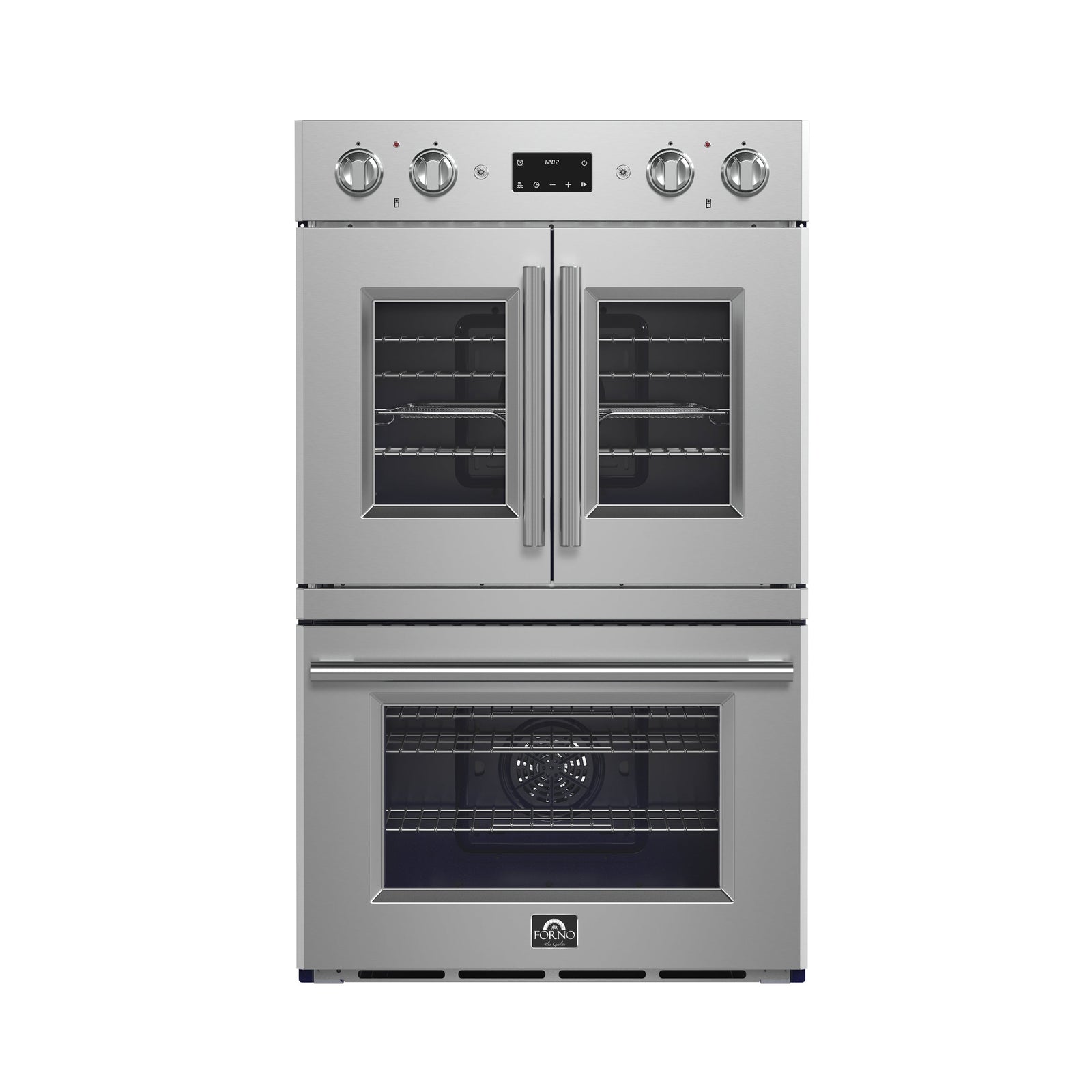 Forno Gallico 30-Inch Electric French Door Double Oven, Stainless Steel, Convection Cooking, Touch Control Panel, Self-Cleaning Function - FBOEL1388-30