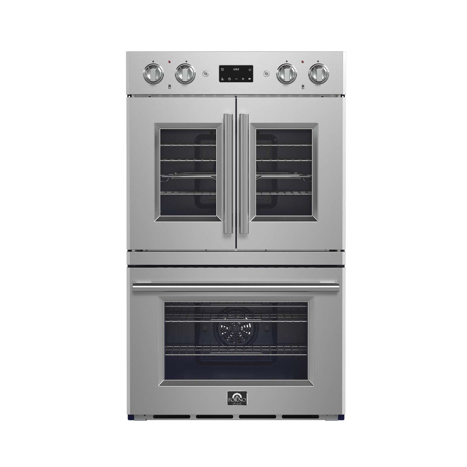 Forno Gallico 30-Inch Electric French Door Double Oven, Stainless Steel, Convection Cooking, Touch Control Panel, Self-Cleaning Function - FBOEL1388-30