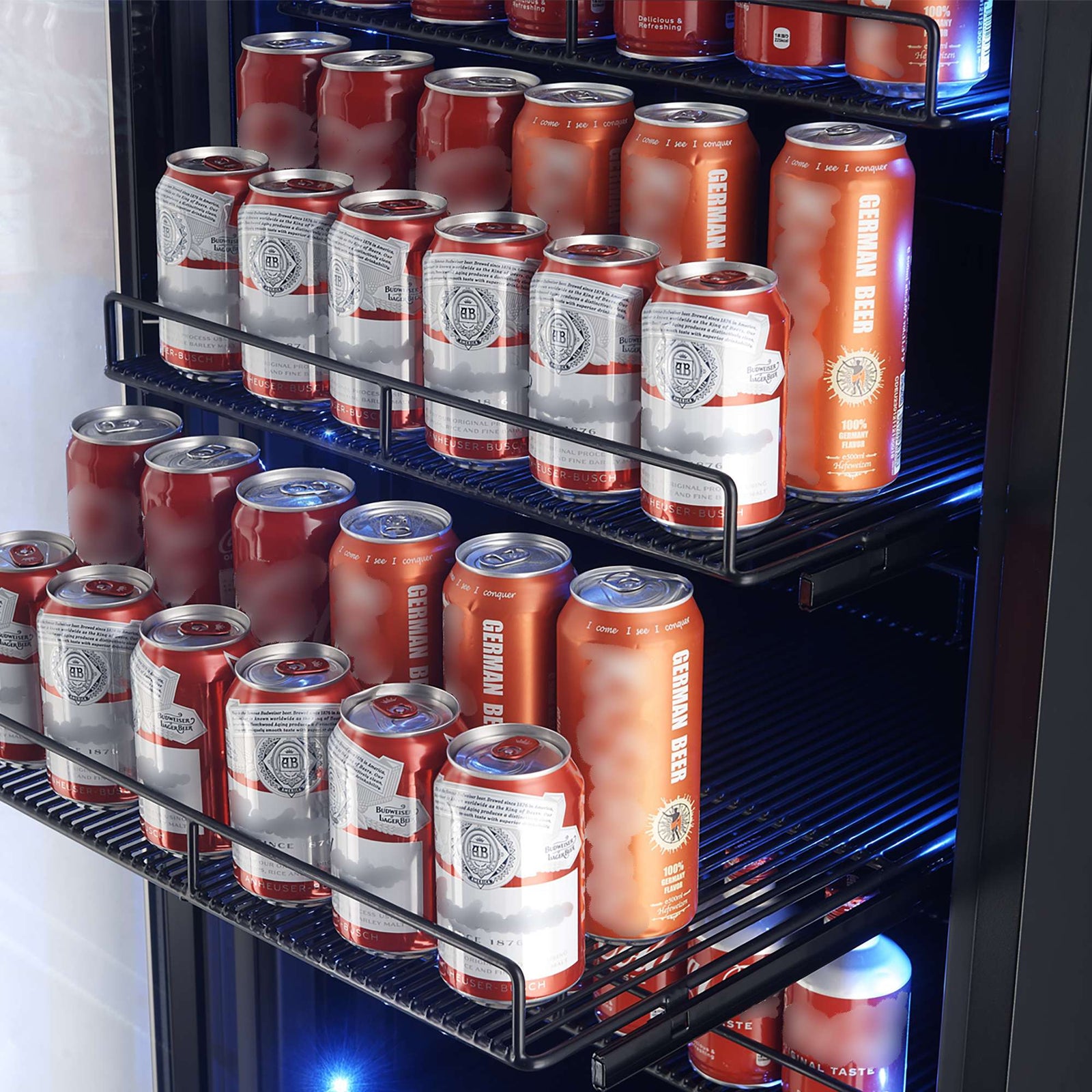 Forno Avellina 48-in, 31.8 cu.ft. triple zone side-by-side Wine/Beverage cooler, 427 cans & 94 Wine bottles, Blue LED lights - FWCDR6633-48S