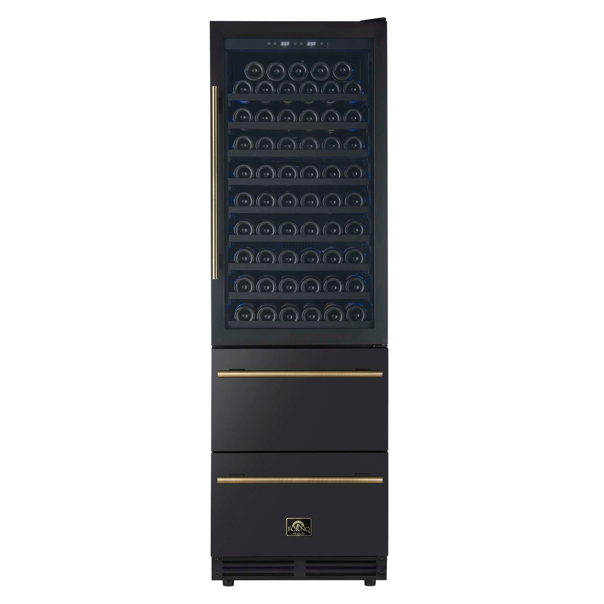 Forno Azienda 24-inch dual zone wine cooler in black FWCDR6628-24BLK