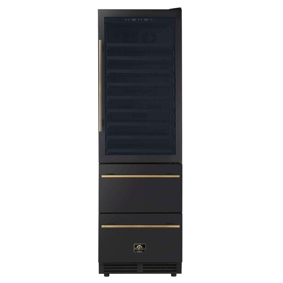 Forno Azienda 24-inch dual zone wine cooler in black FWCDR6628-24BLK