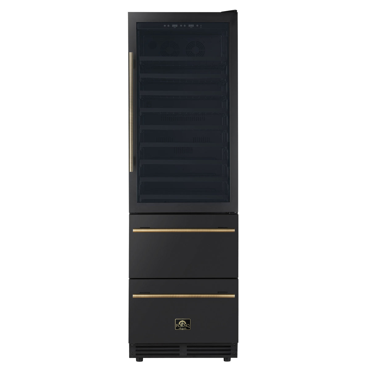 Forno Azienda 24-inch dual zone wine cooler in black FWCDR6628-24BLK