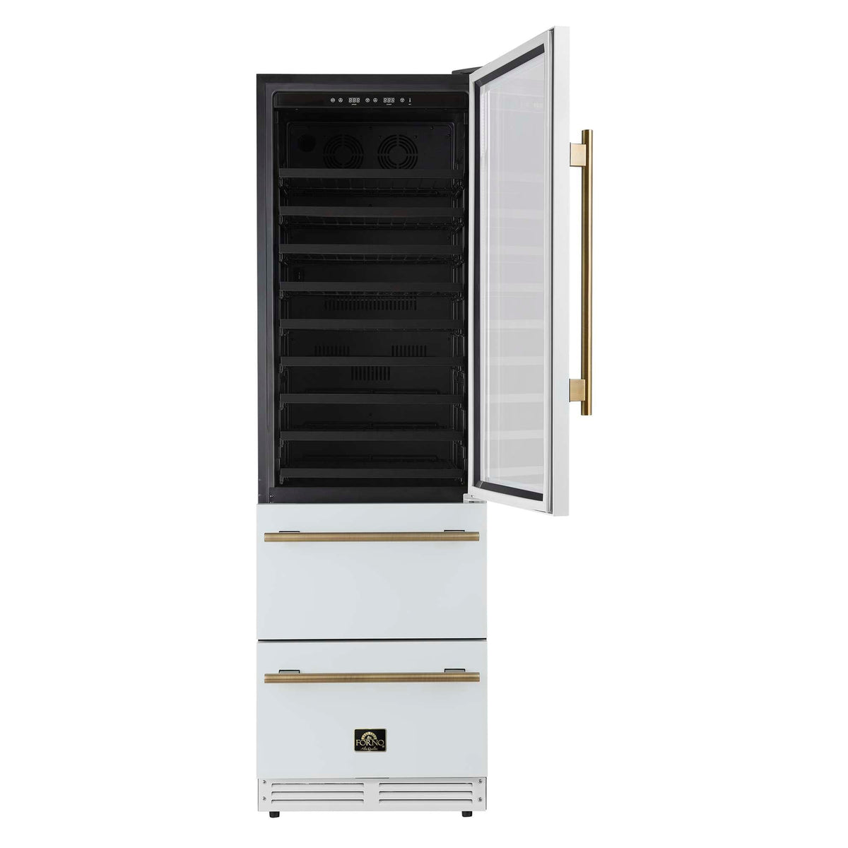 Forno Azienda 24-inch dual zone wine cooler in white FWCDR6628-24WHT