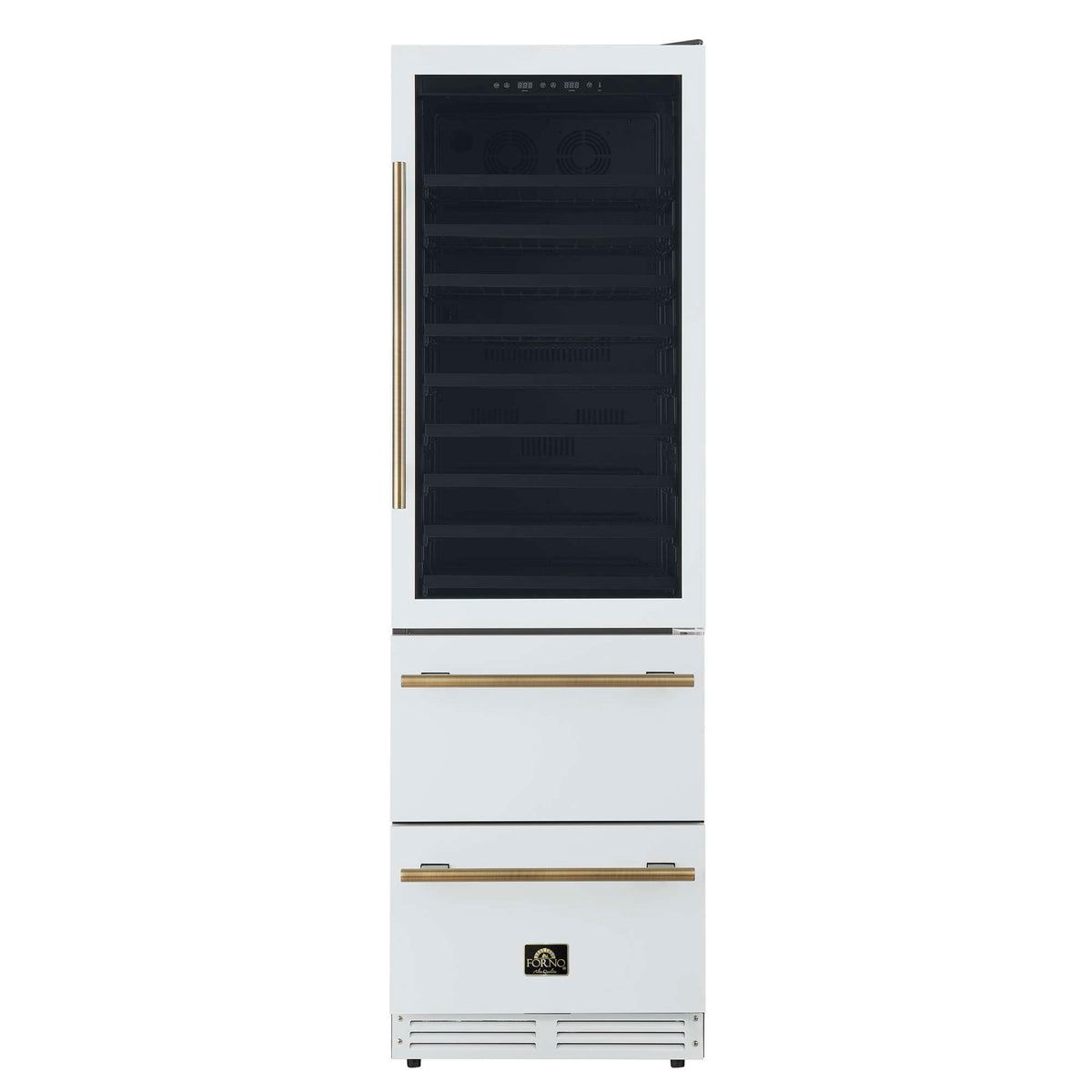 Forno Azienda 24-inch dual zone wine cooler in white FWCDR6628-24WHT