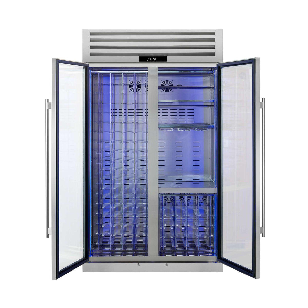 Forno Abruzzo 48" Wine Cooler, Dual Zone, 30 cu.ft., 130 bottles, Display & Service Shelves, Stemware Racks, Rust resistant - FWCDR6680-48S