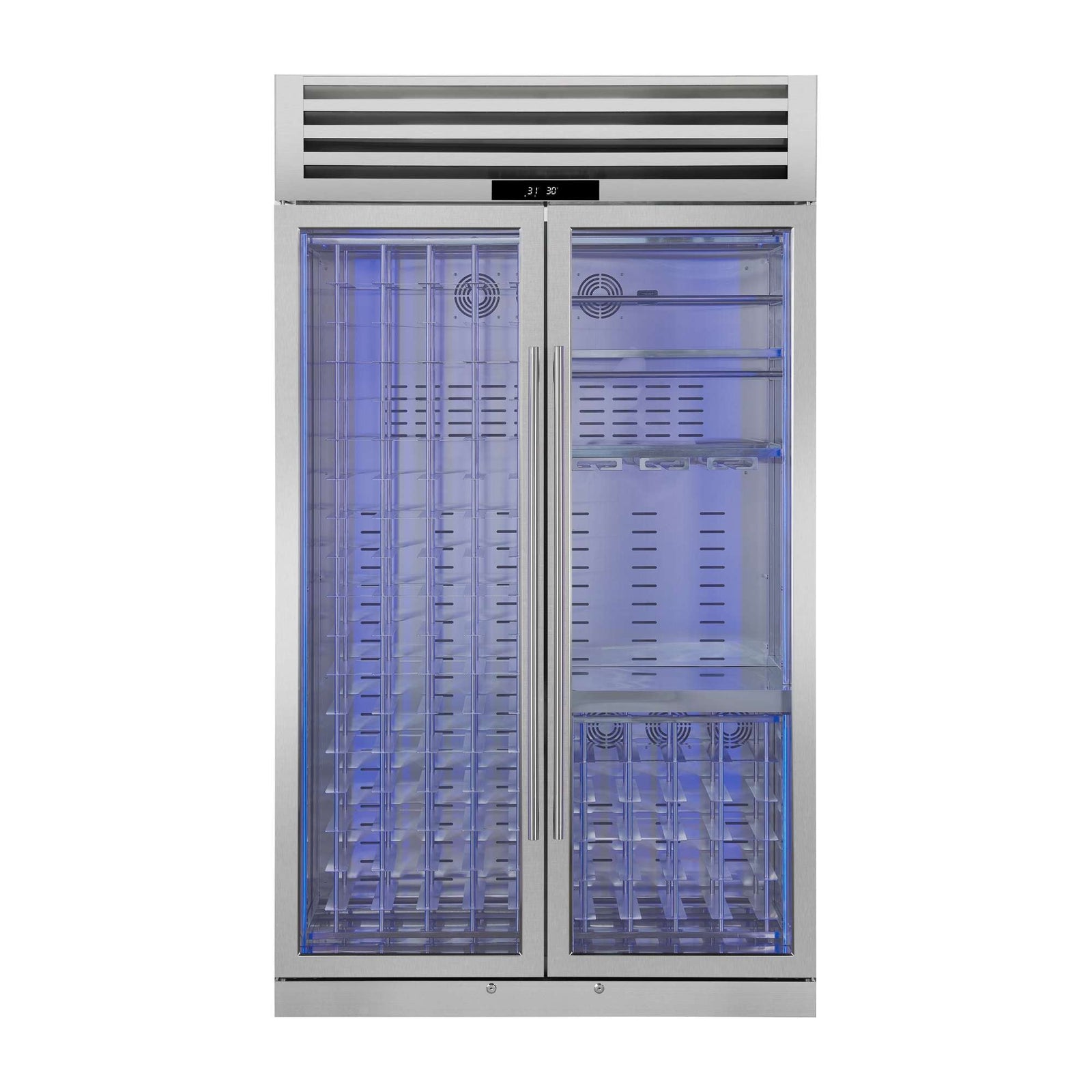 Forno Abruzzo 48" Wine Cooler, Dual Zone, 30 cu.ft., 130 bottles, Display & Service Shelves, Stemware Racks, Rust resistant - FWCDR6680-48S