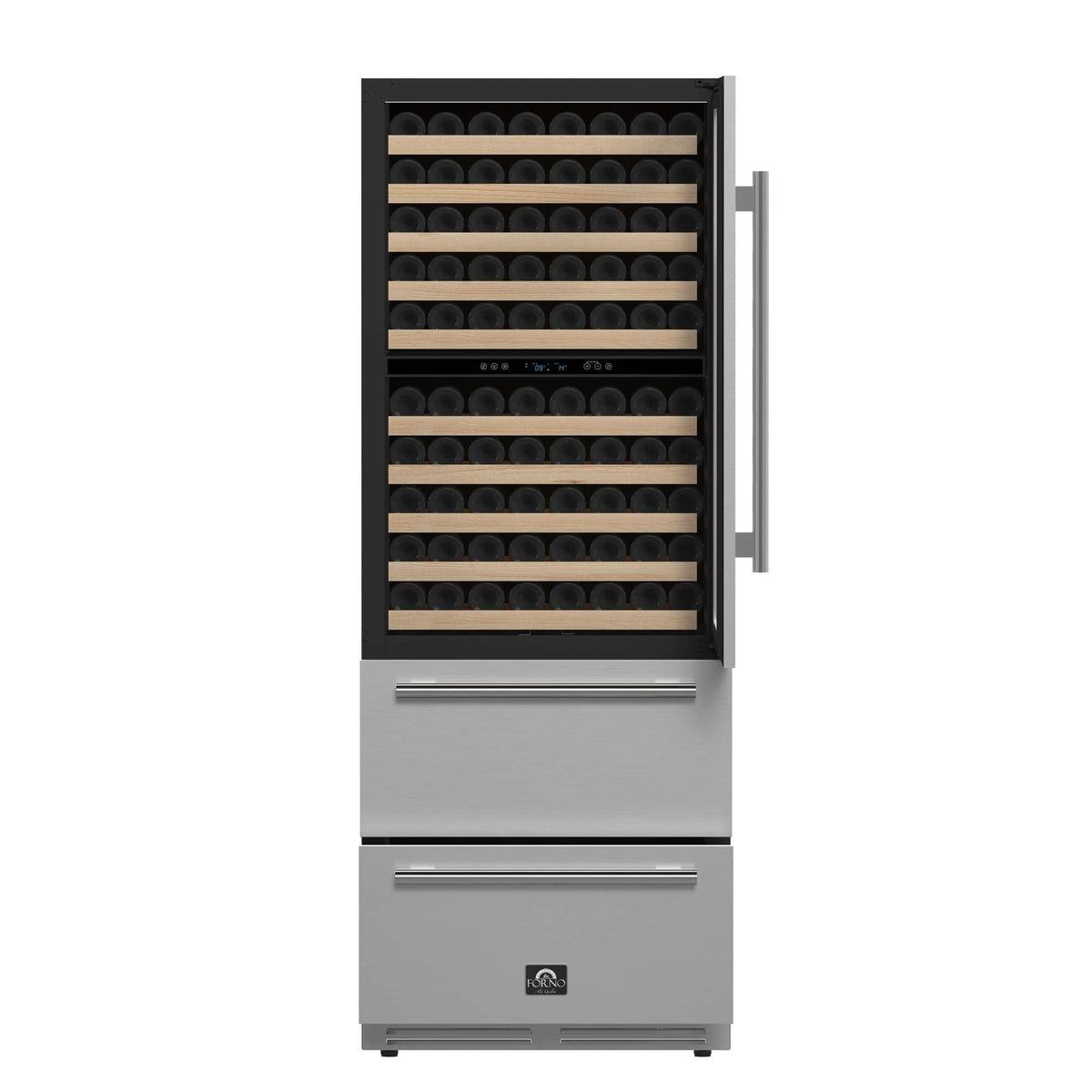 Forno Celano 30-Inch Triple Zone Wine and Beverage Cooler, 21.3 cu.ft, Stainless Steel - FWCDR6697-30S
