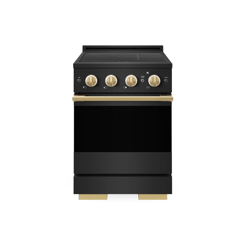ZLINE Autograph Edition Marino 24-inch range in black stainless steel and polished gold accents MINRBZ-24-G