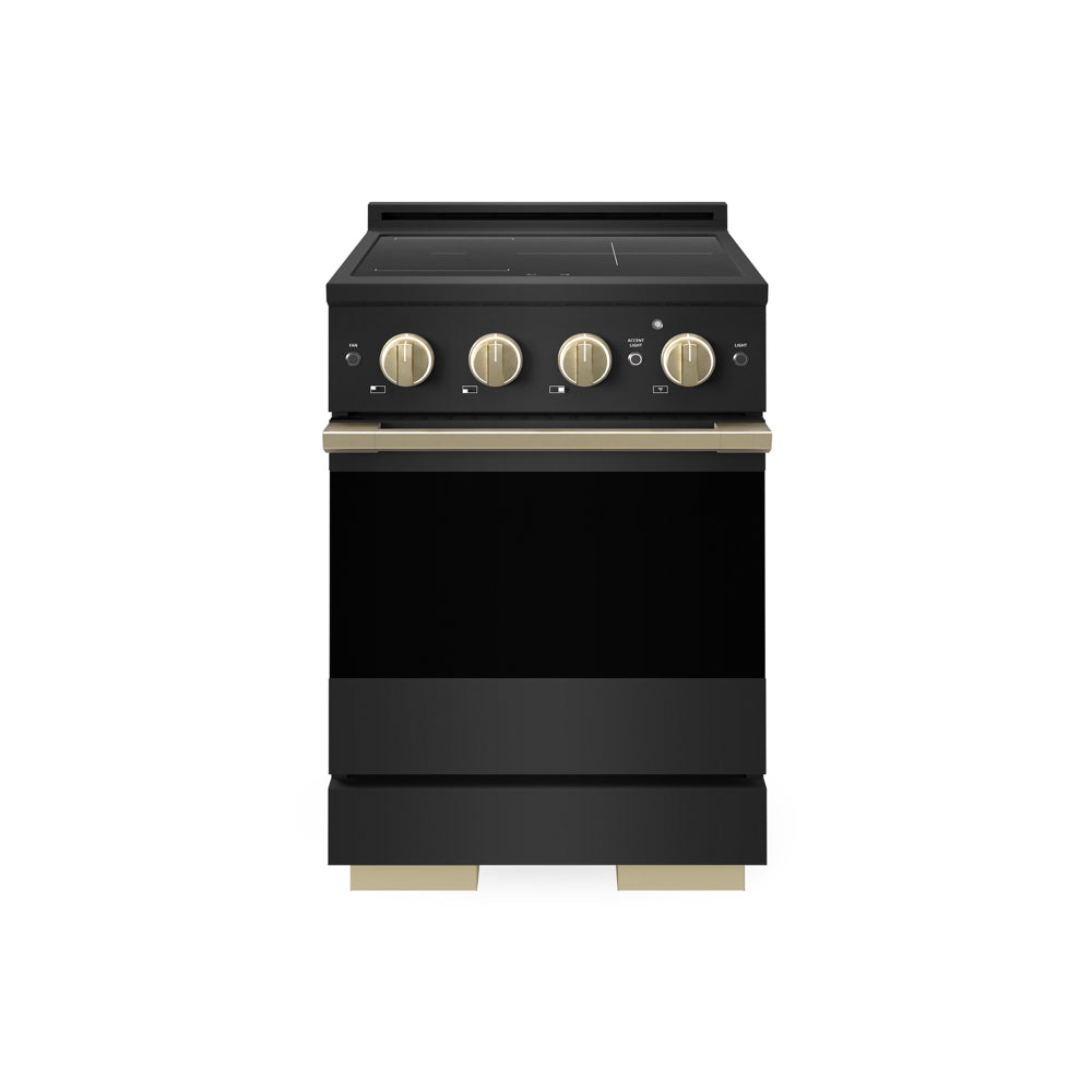 ZLINE Autograph Edition Marino 24-inch range in black stainless steel and champagne bronze accents MINRBZ-24-CB