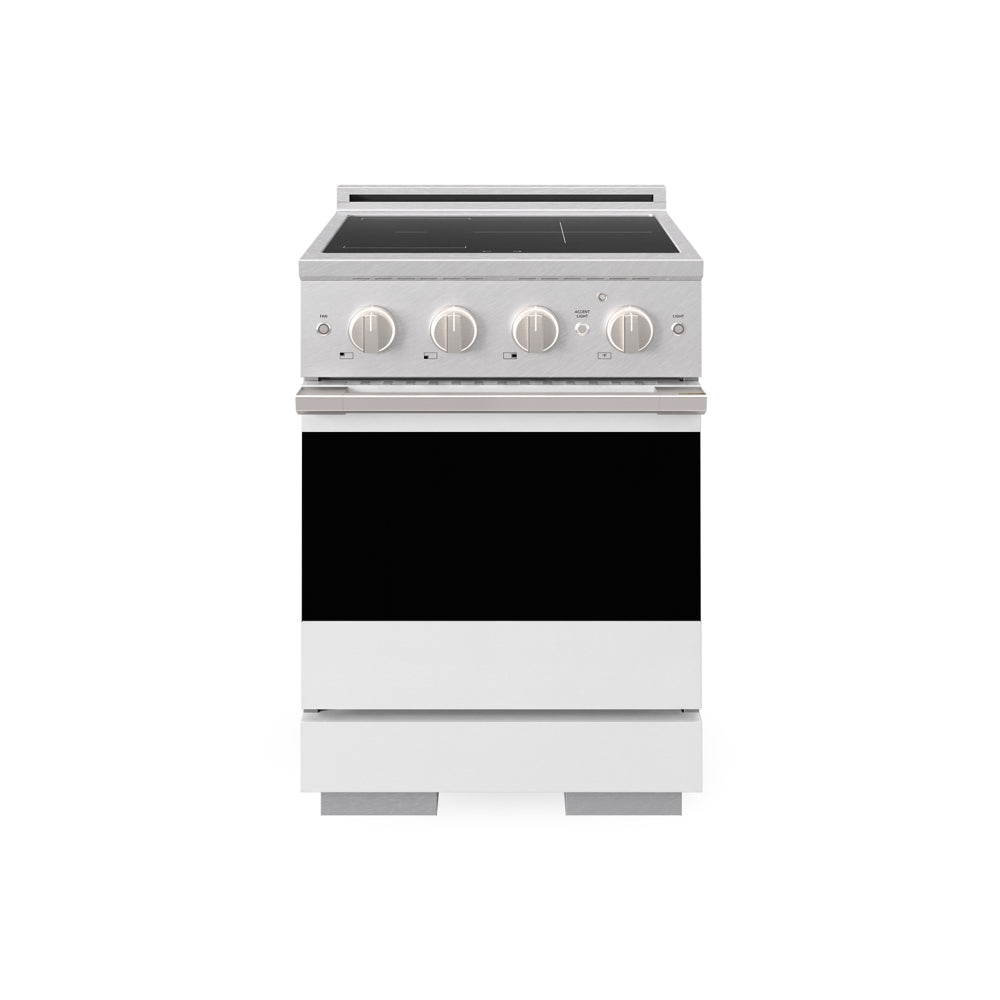 ZLINE Marino 24-inch range in satin stainless steel with white matte door MINRS-WM-24