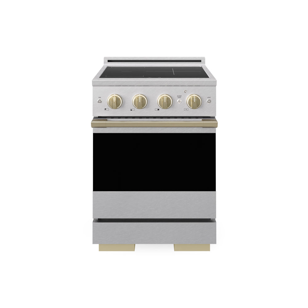 ZLINE Autograph Edition Marino 24-inch range in satin stainless steel and champagne bronze accents MINRSZ-24-CB