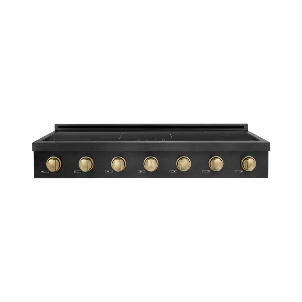 ZLINE Autograph Edition Paramount 48-inch rangetop in black stainless steel and champagne bronze accents SINRTBZ-48-CB