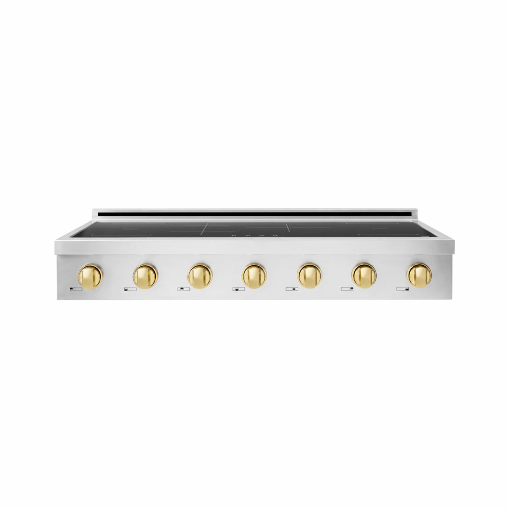 ZLINE Autograph Edition Paramount 48-inch rangetop in stainless steel and polished gold accents SINRTZ-48-G