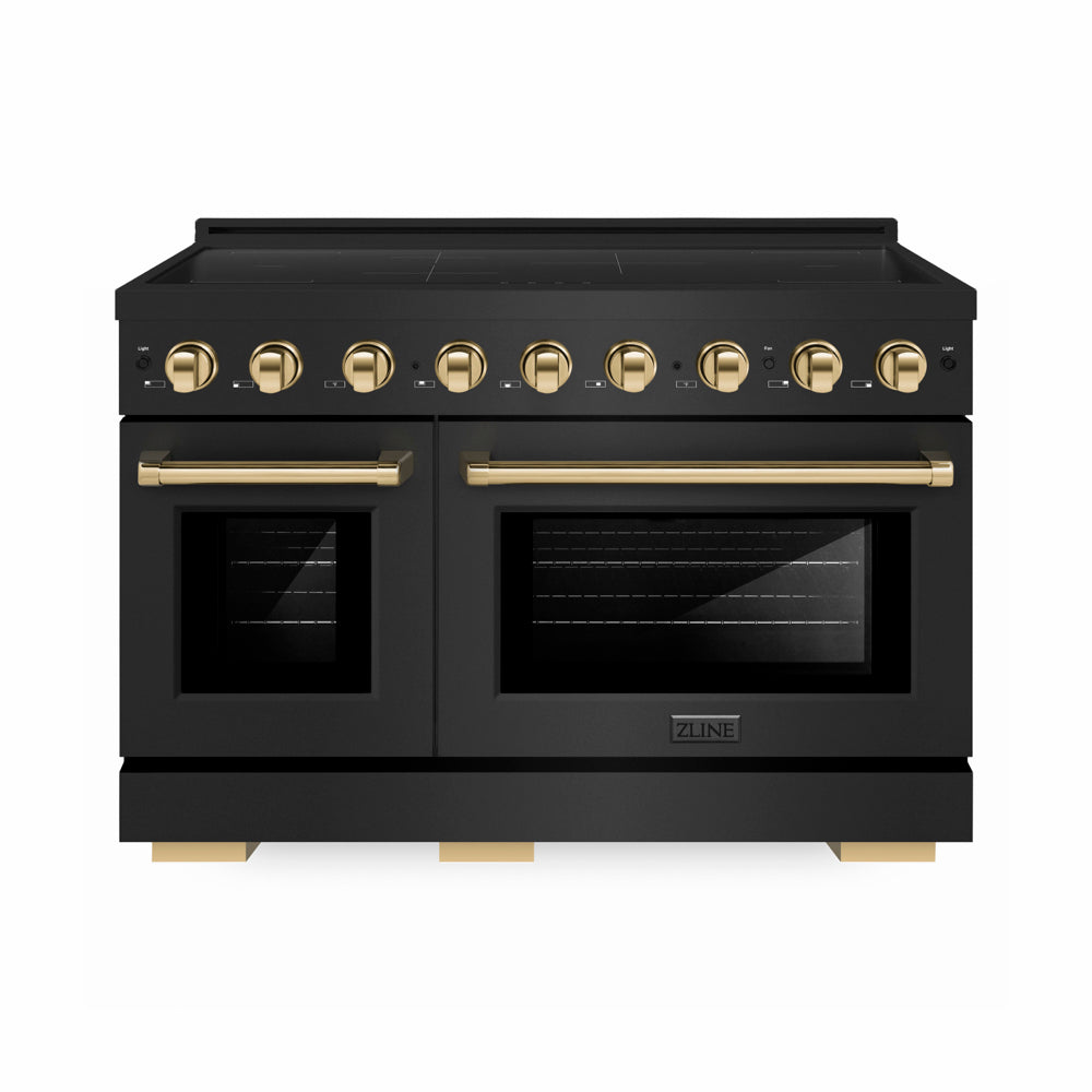 ZLINE Autograph Edition Paramount 48-inch range in black stainless steel and polished gold accents SINRBZ-48-G