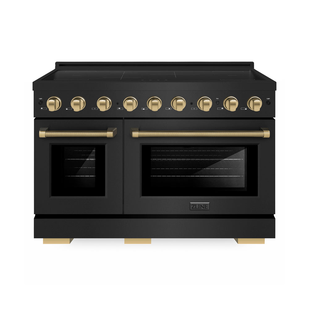 ZLINE Autograph Edition Paramount 48-inch range in black stainless steel and champagne bronze accents SINRBZ-48-KCB