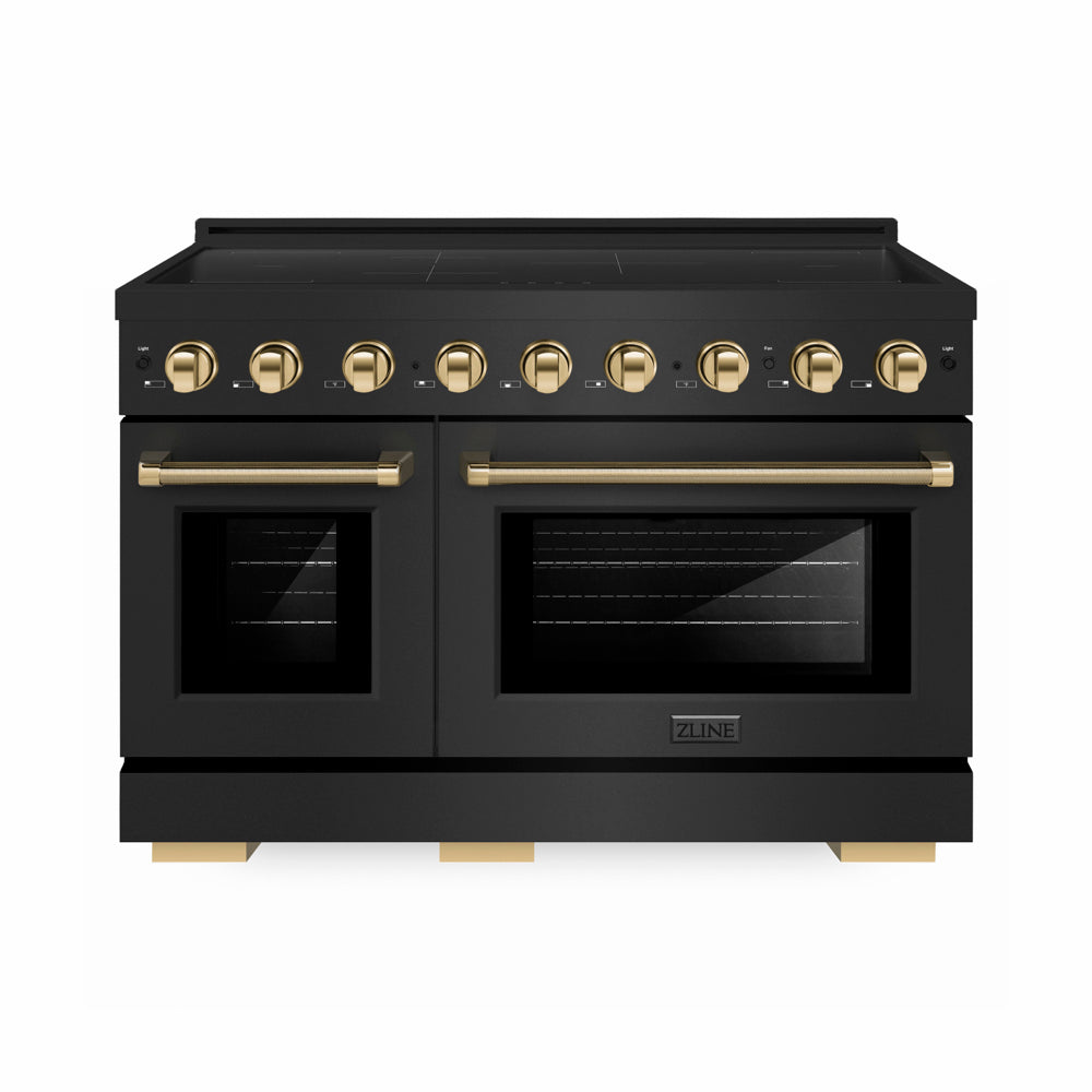 ZLINE Autograph Edition Paramount 48-inch range in black stainless steel and polished gold accents SINRBZ-48-KG