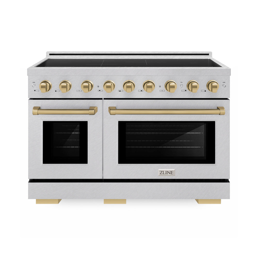 ZLINE Autograph Edition Paramount 48-inch range in satin stainless steel and champagne bronze accents SINRSZ-48-CB