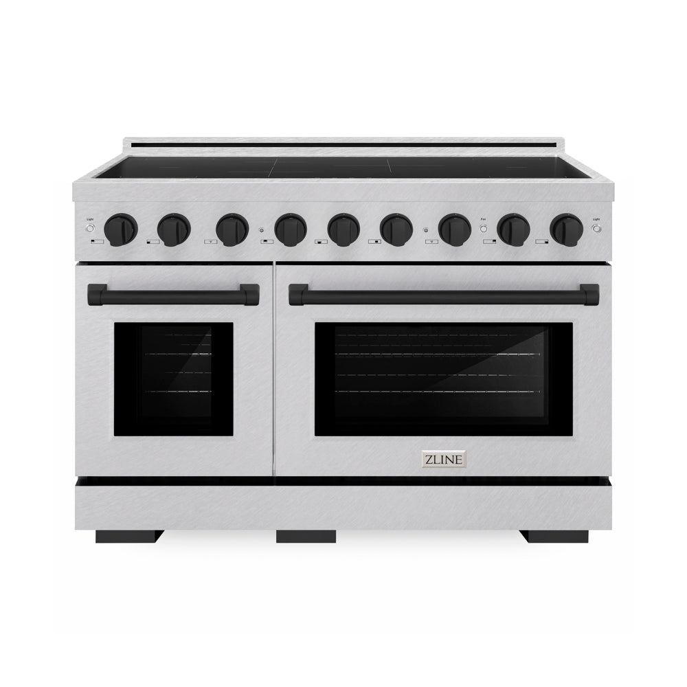 ZLINE Autograph Edition Paramount 48-inch range in satin stainless steel and matte black accents SINRSZ-48-MB