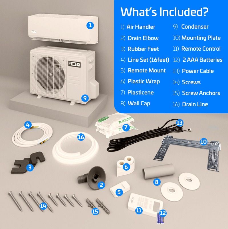 ACiQ 9,000 BTU ACiQ Essentials 20 SEER2 Single Zone Wall Mounted Mini Split Heat Pump System - R454B | White | 230V