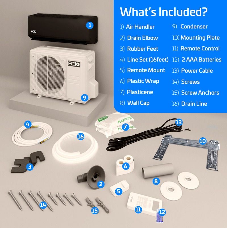 ACiQ 9,000 BTU 20 SEER2 ACiQ Essentials Single Zone Wall Mounted Mini Split System - Black w/ WiFi - 230V| R454B