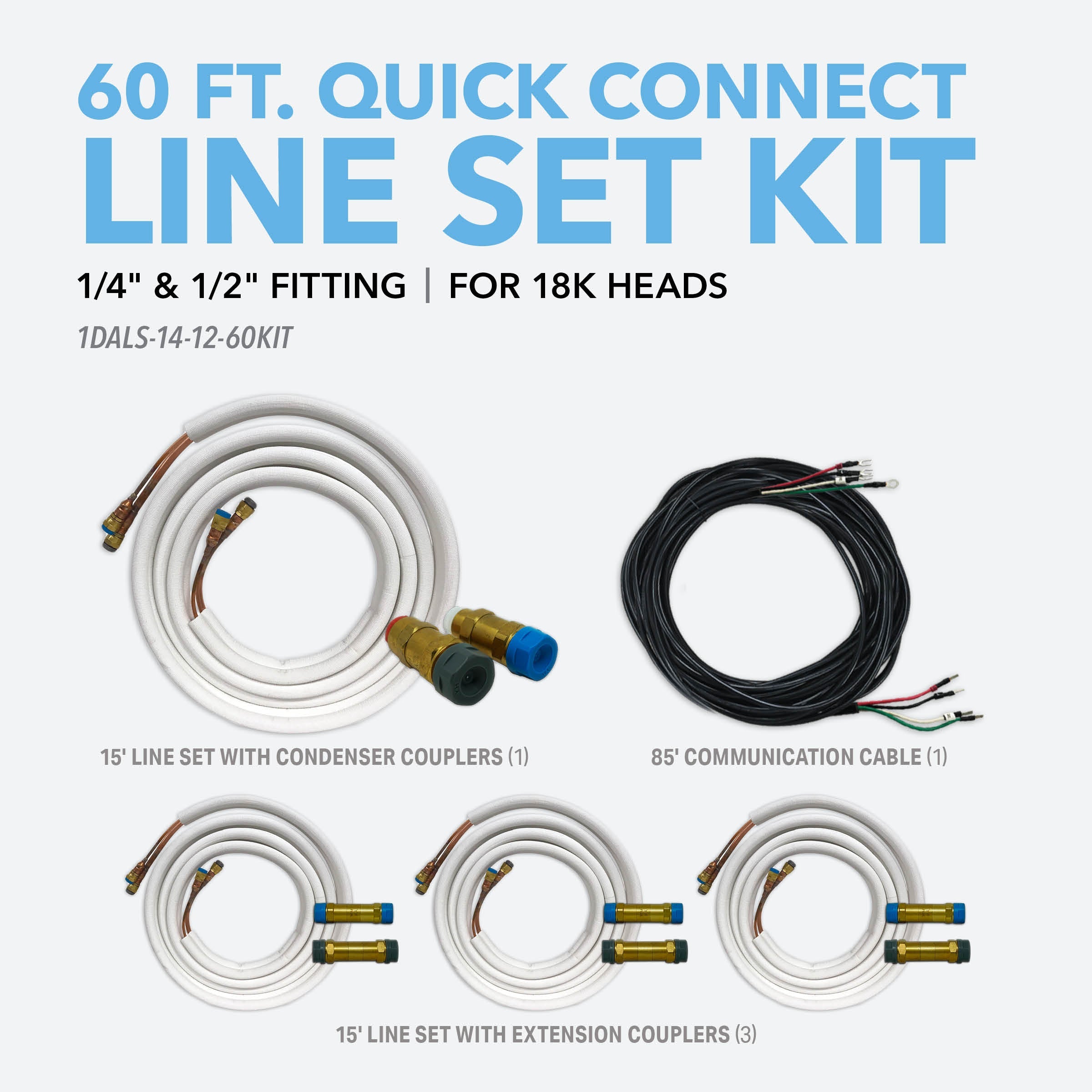 60' Line Set Kit for Perfect Aire & Denali Aire 18K BTU Quick-Connect