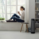 1500/900W Oscillating 23" Ceramic Heater with Remote, Black