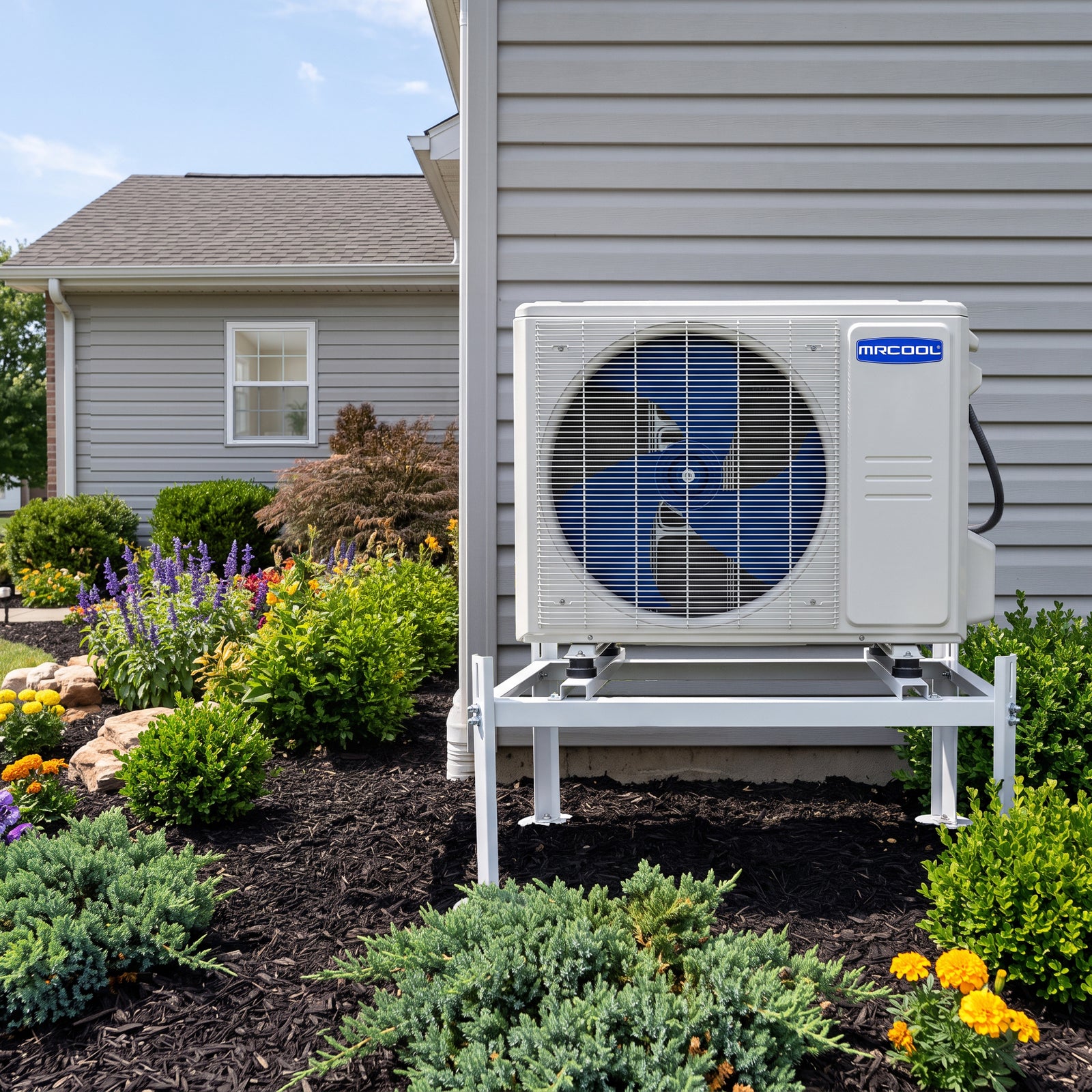 CoolGuard ACB-J02 weldbracket holding an outdoor condenser