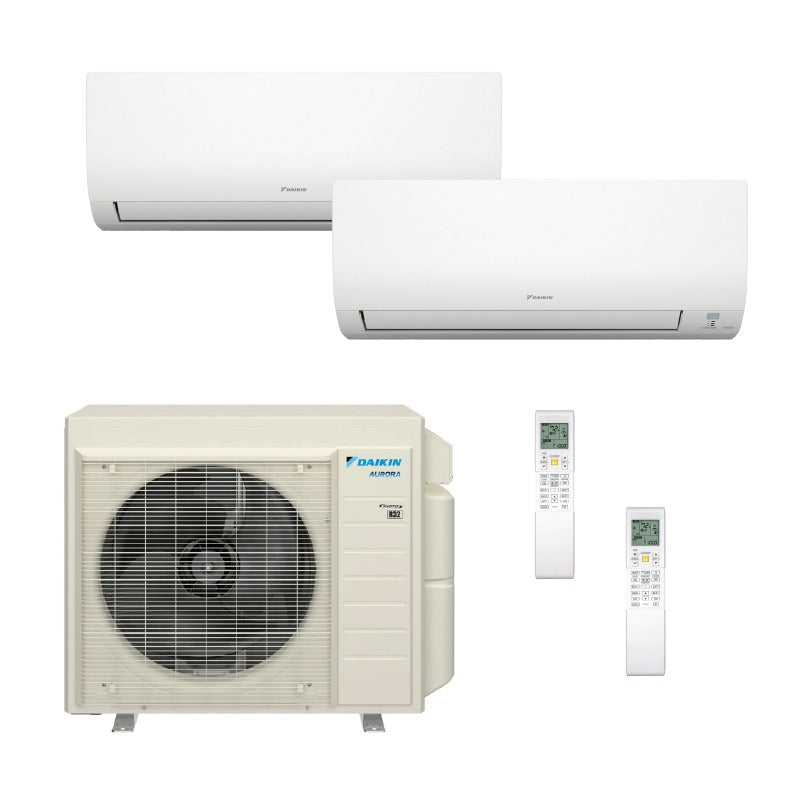 Daikin Aurora 2-Zone Ductless Mini Split AC & Heat Pump 18000 BTU (7K+12K), Wall Mount Units, 230V - R32