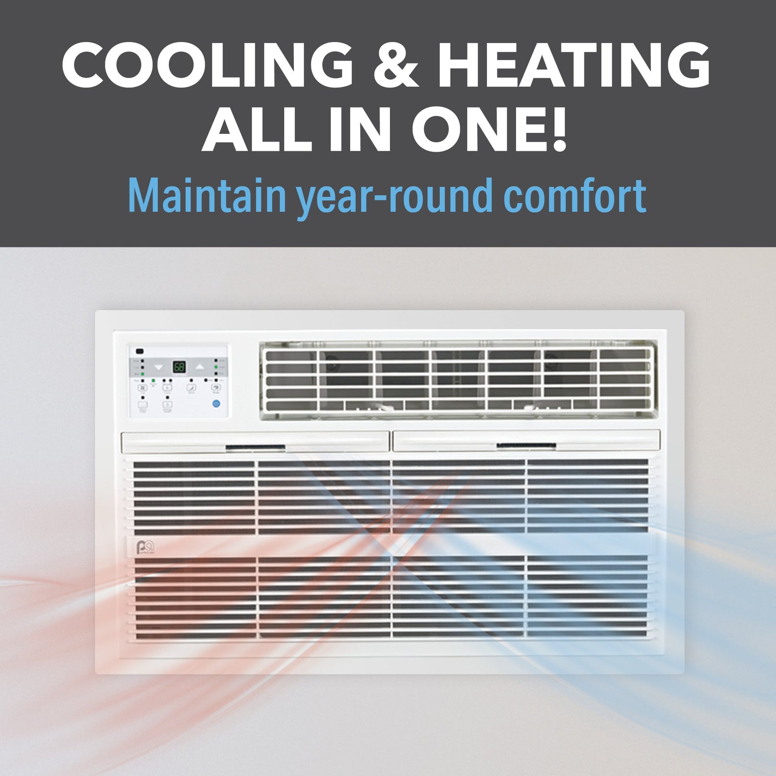 12,000 BTU 230V Through-the-Wall Air Conditioner with 10,600 BTU Electric Heater, Follow-Me Remote Control