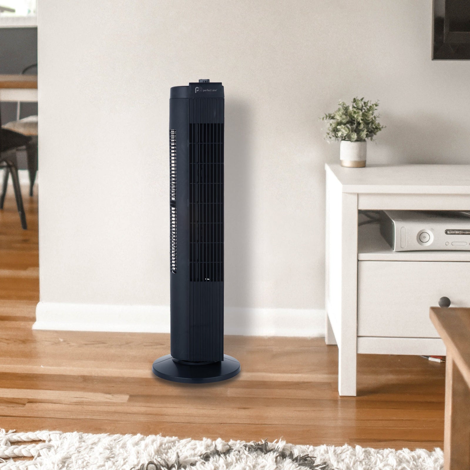 28" Tower Fan with Efficient Wide-Angle Oscillation and Easy Push Button Controls