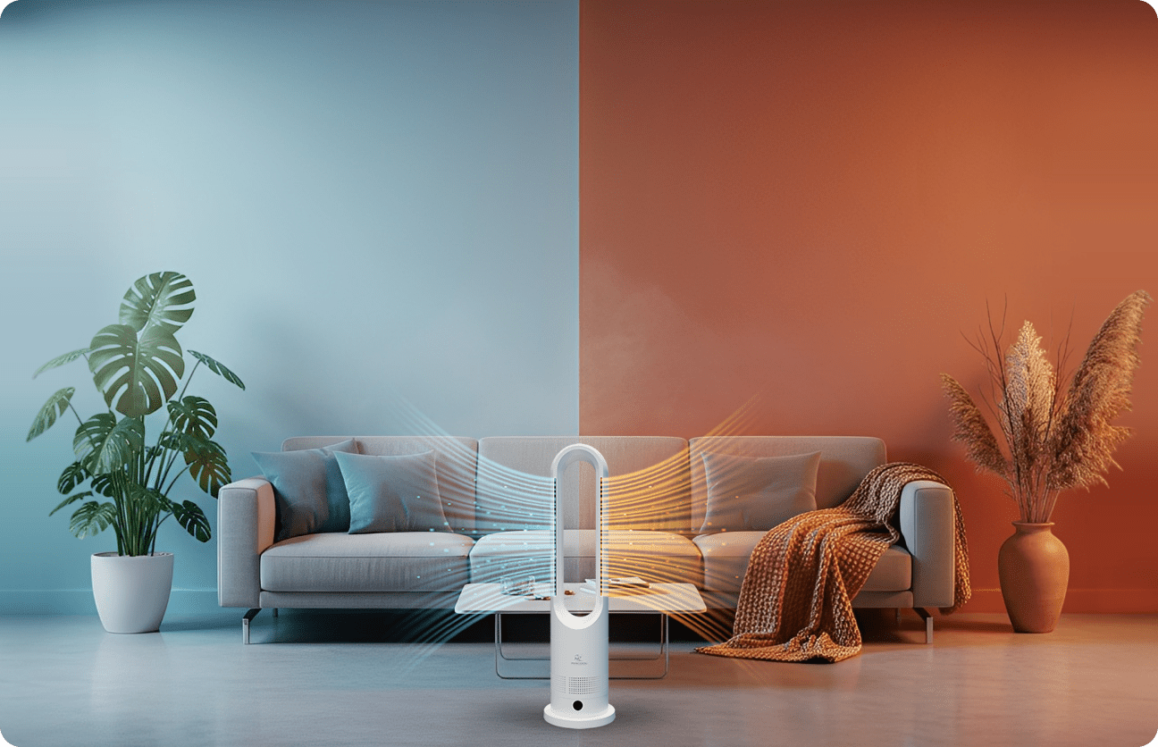 MRBREEZE bladeless fan in a living room