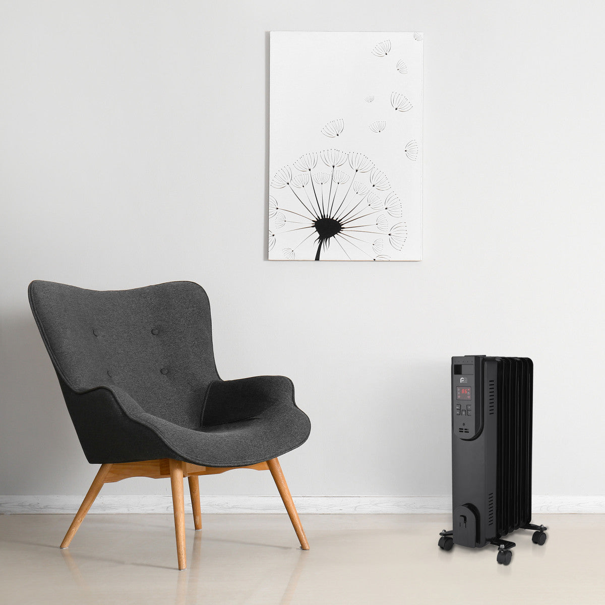24" 600/900/1500W Digital Oil-Filled Heater with Remote