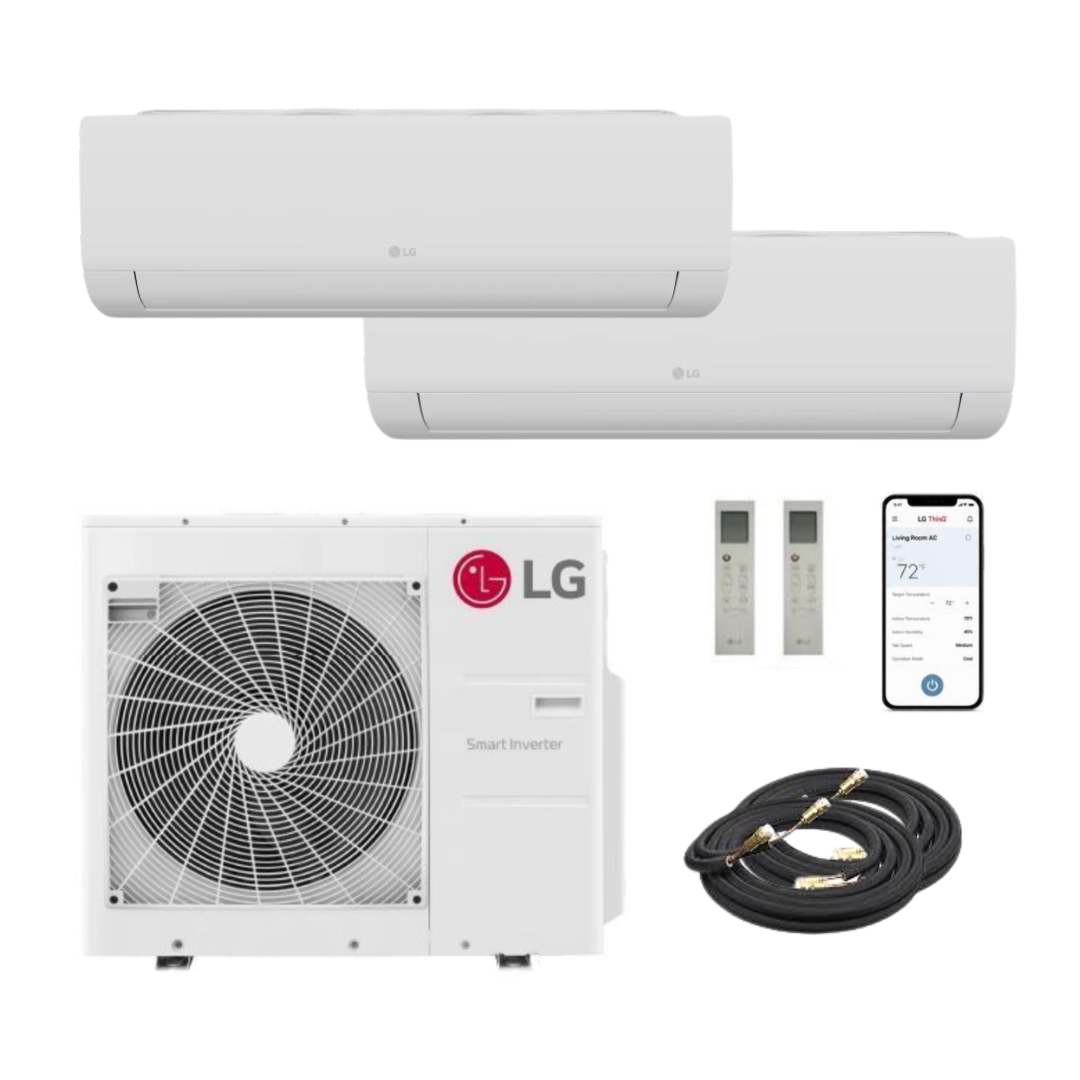 LG Multi F Multi-Zone 2-Zone 18,000 BTU 20 SEER2 (12K + 12K) Ductless Mini-Split Air Conditioner and Heat Pump