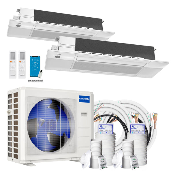 MRCOOL DIY 5th Gen Multi-Zone 2-Zone 36,000 BTU 23 SEER2 (6K + 18K) Ductless Mini-Split Air Conditioner and Heat Pump with Ceiling Cassettes
