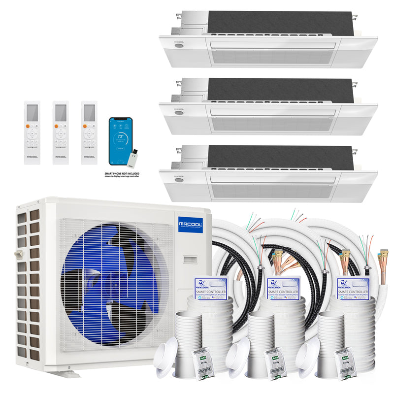MRCOOL DIY 5th Gen Multi-Zone 3-Zone 27,000 BTU 23 SEER2 (9K + 9K + 18K) Ductless Mini-Split Air Conditioner and Heat Pump with Ceiling Cassettes