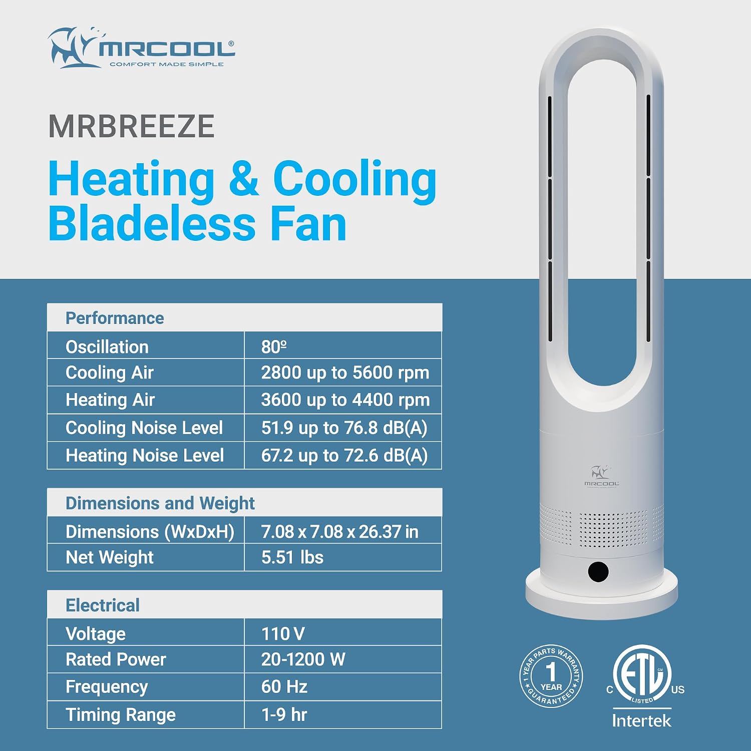 MRCOOL MRBREEZE Hot+Cool Bladeless Fan